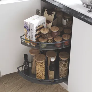 Essentials Grey Half Moon Carousel Storage System 800mm