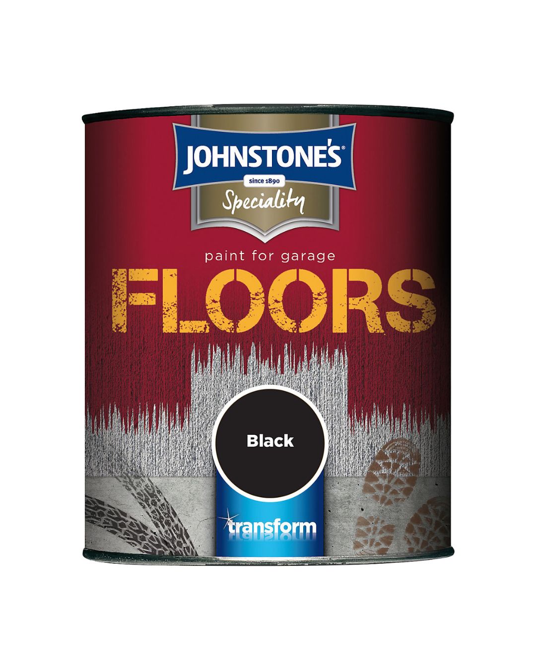 A tin of speciality floor paint in black 