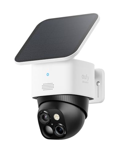 Eufy Security Solocam S340 Dual Cameras Solar Security Camera Outdoor Wireless, 3k Home Security Camera, 360° Surveillance, No Blind Spots, 2.4 Ghz Wi-Fi, Homebase S380 Compatible, No Monthly Fee