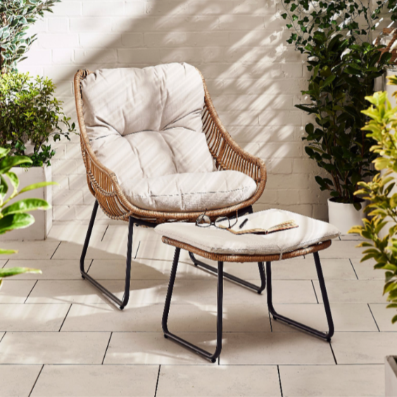 FurnitureboxUK rattan chair and footstool