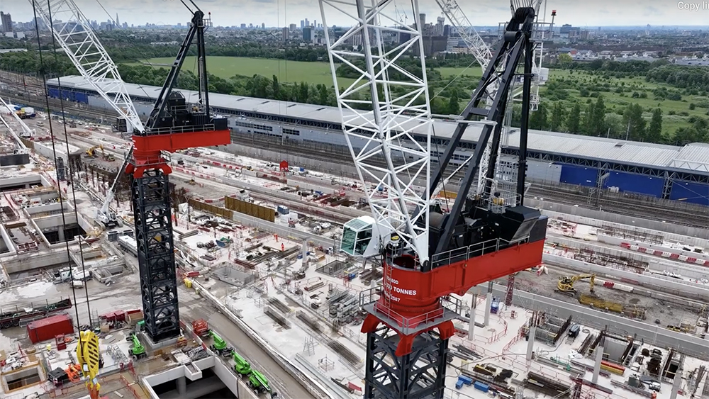 Video | Footage shows two of the world’s biggest tower cranes at HS2