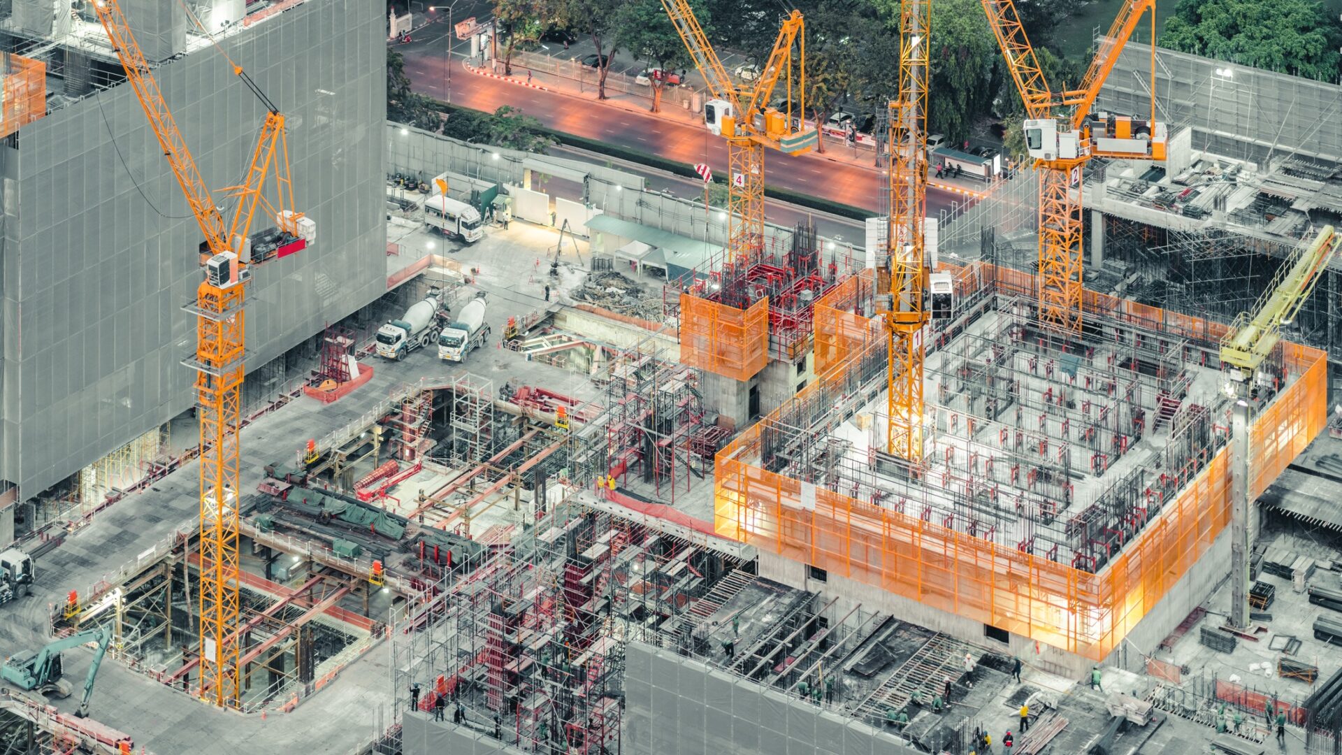 Top view of an under construction building site - industry