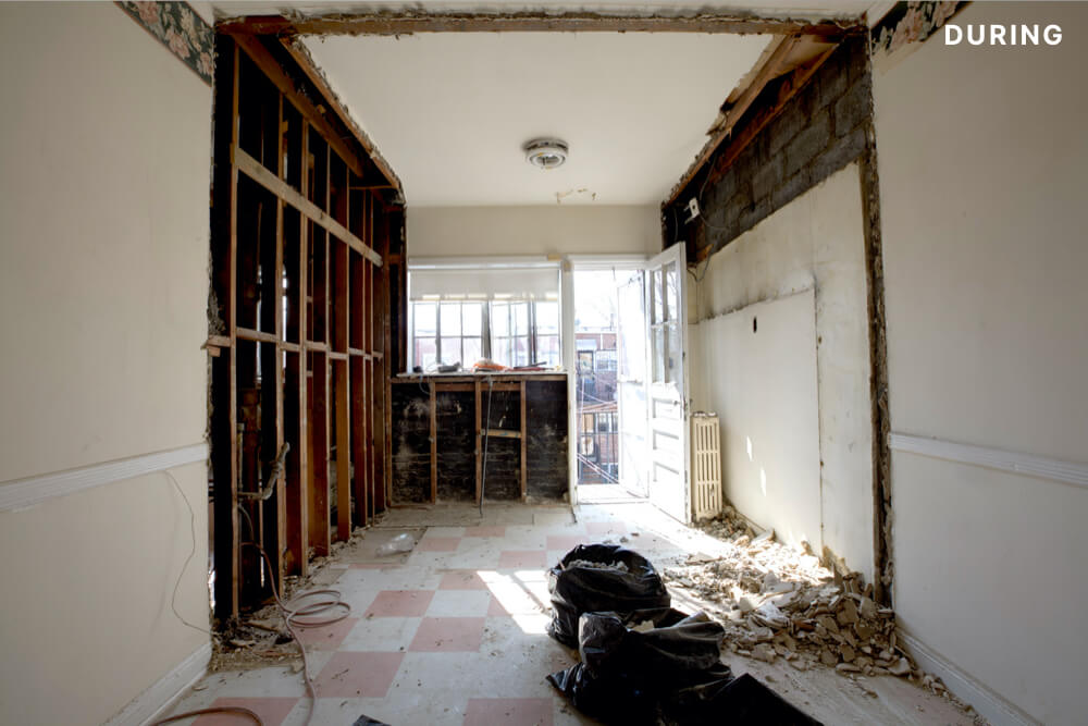 Work in progress in the kitchen during renovation
