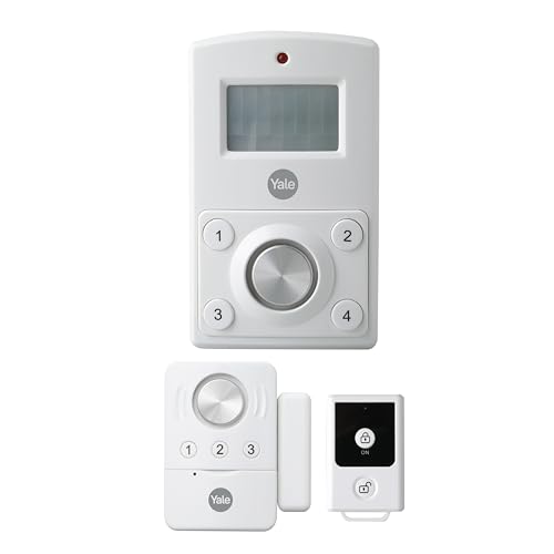 Yale Mini Wireless Alarm Kit - 130 Db Siren, Motion Detector, 4 Digit Pin Code, Door Contact, Key Fob With 70 M Range, Battery Powered
