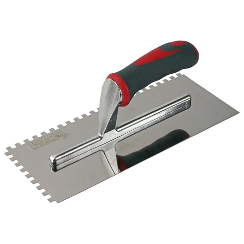 Faithfull Soft-Grip Notched Floor/wall Tile Trowel for Applying Adhesive, Stainless Steel Blade 280 X 115mm (11 X 4.5