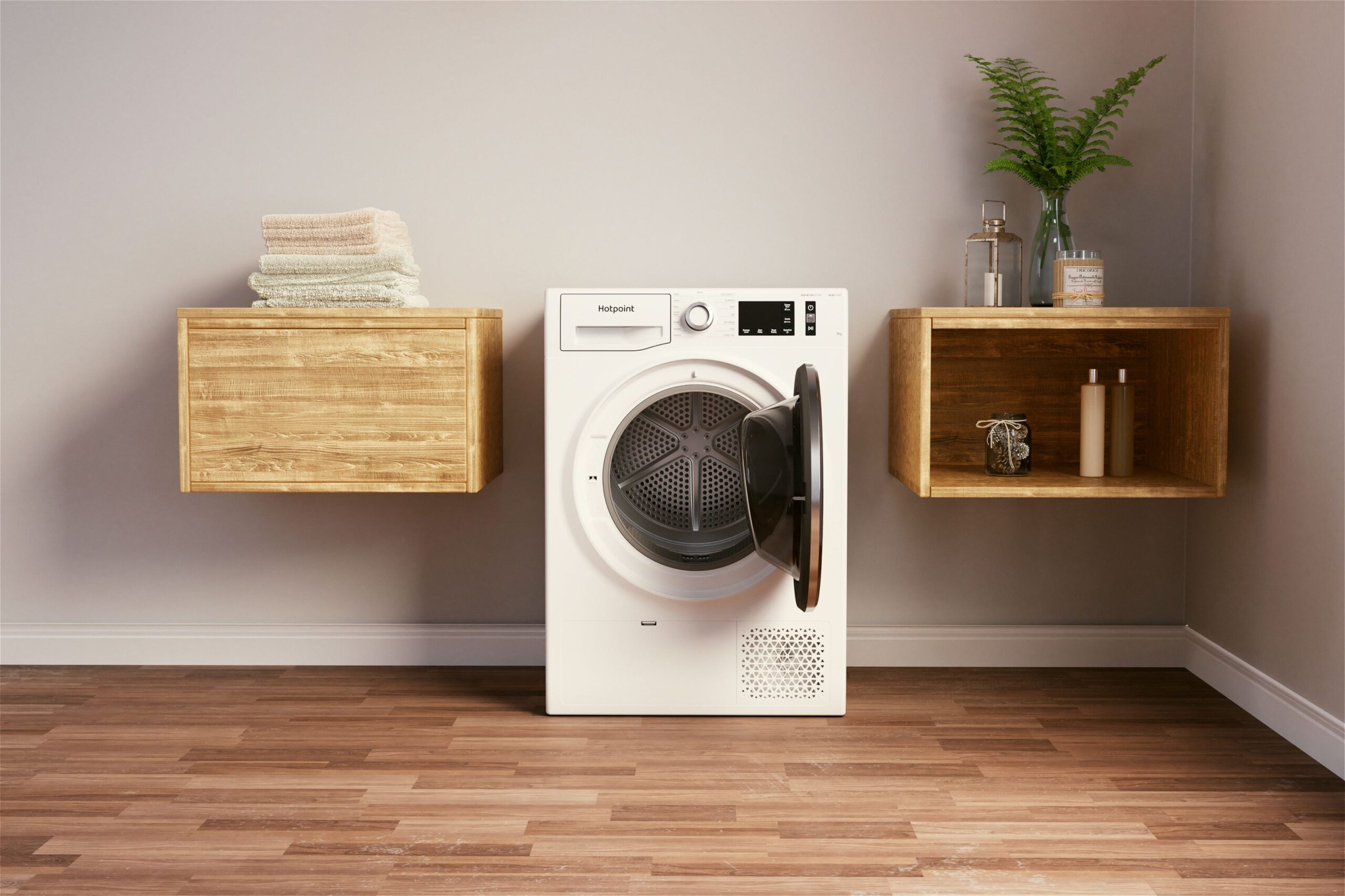Hotpoint heat pump tumble dryer in room