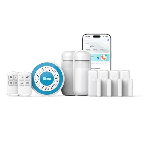 Hapippofa Smart Home Security Systems - 9-Piece Wireless Alarm Kit,mobile App Alerts,4 Door/window Sensors,2 Motion Detectors &amp; 2 Remotes for Home,garage,rv (2.4ghz Wifi,no Monthly Fee)