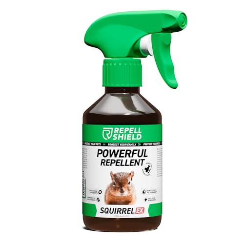 Repellshield Squirrel Repellent Spray - Natural Squirrel Deterrent for Gardens, Lofts &amp; Bird Feeders, Humane Essential Oil Spray to Protect Outdoor Spaces, Lofts &amp; Bird Feeders, Safe, Non-Toxic, 250ml