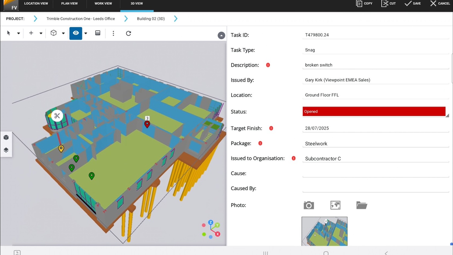 Screen shot of 3D model viewer in Trimble