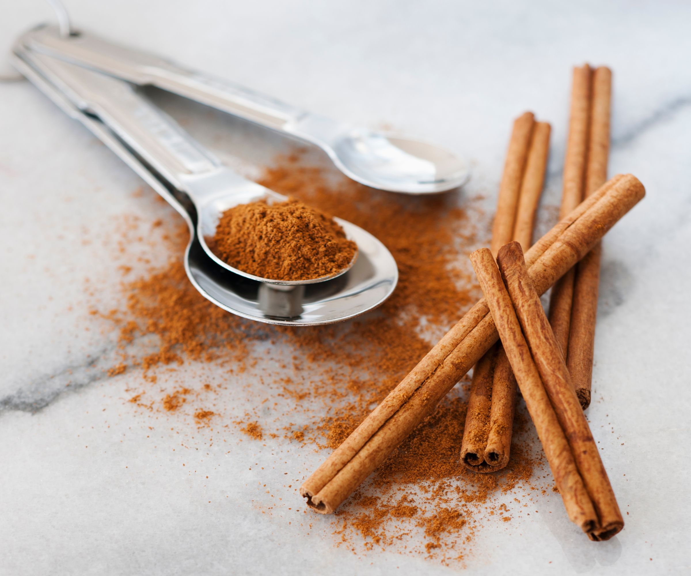 tudio shot of cinnamon stick and cinnamon powder