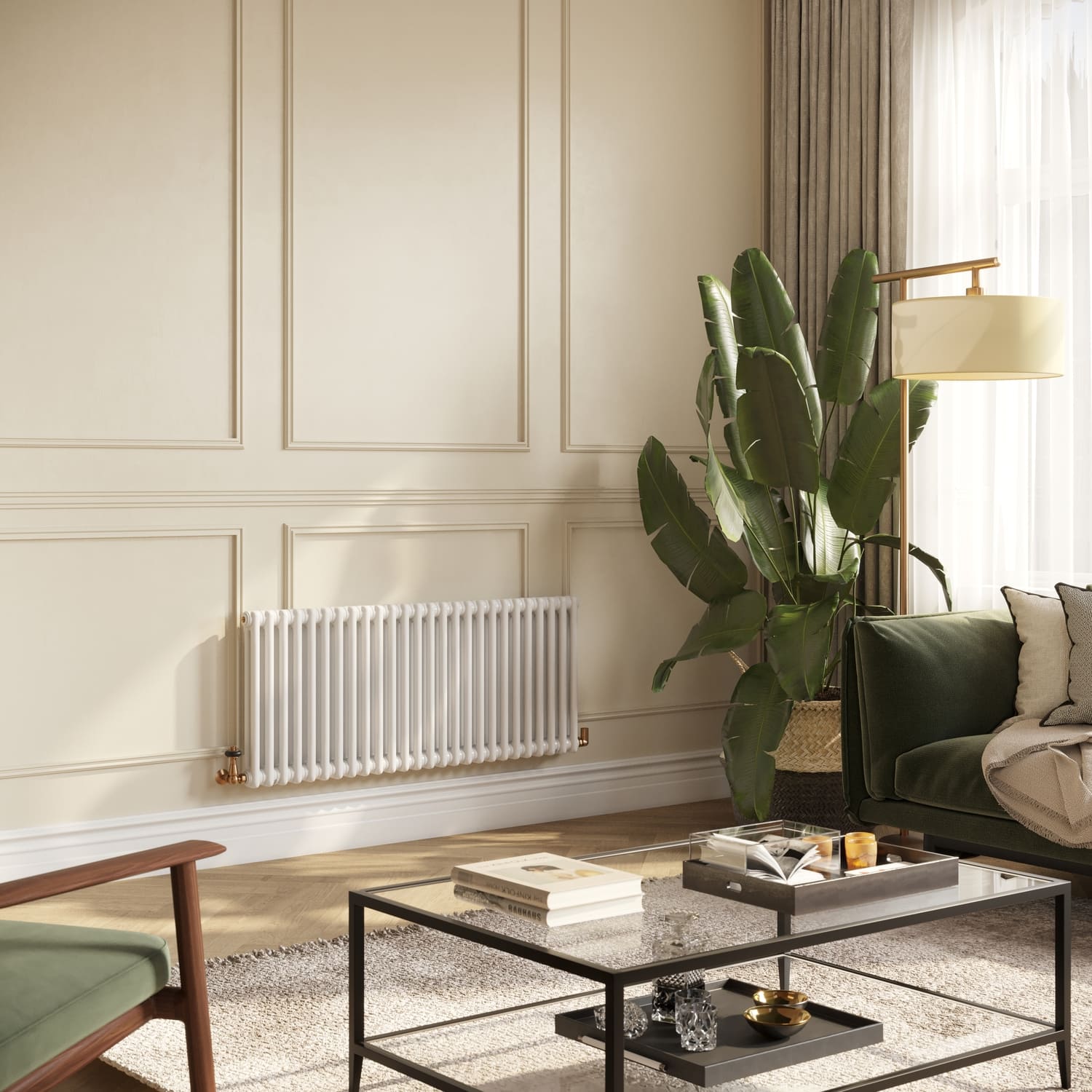 Trade Direct Classic, 2 Column Horizontal Radiator, White, 500mm X 1190mm
