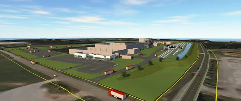 A rendering of a planned Owens Corning shingle manufacturing facility