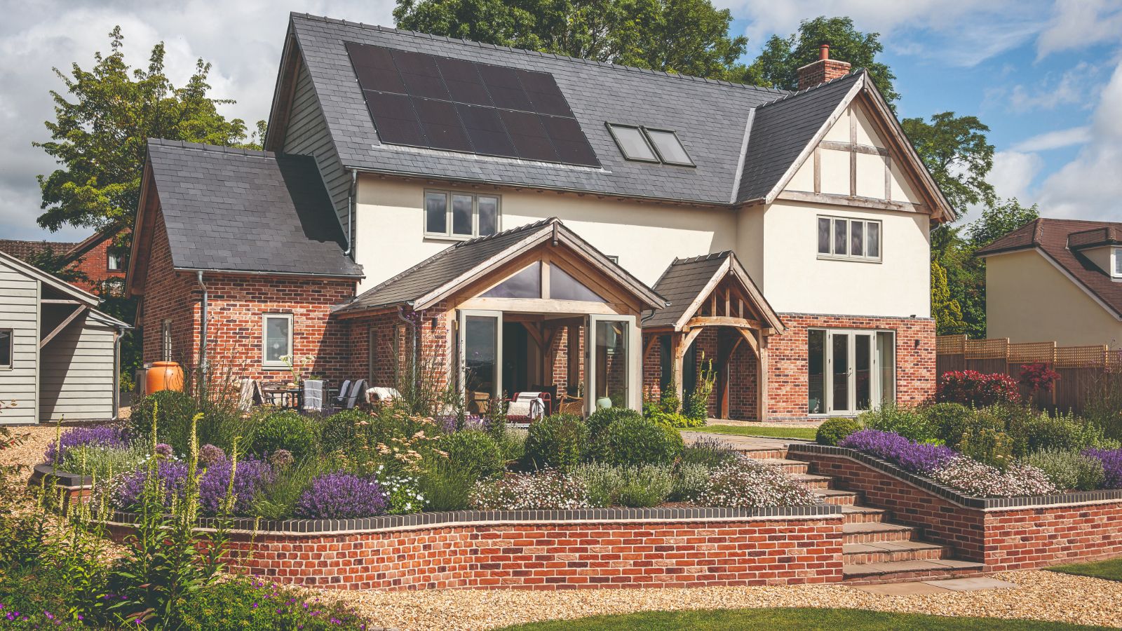 This oak frame house blends character and modern style