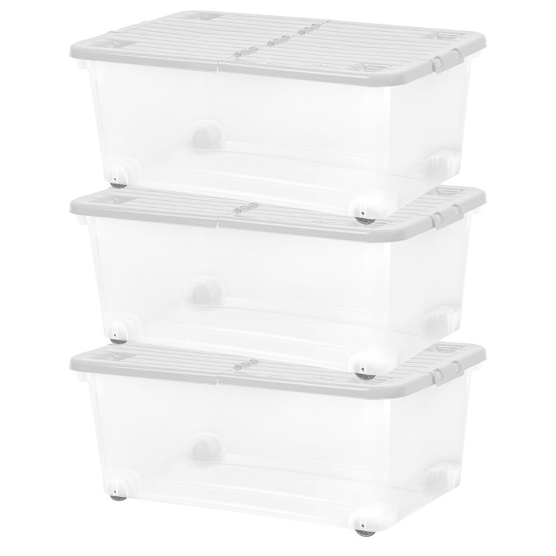 Wham 45l Plastic Storage Box With Wheels and Folding Lid Pack of 3 Clear/cool Grey & Reviews | Wayfair.co.uk