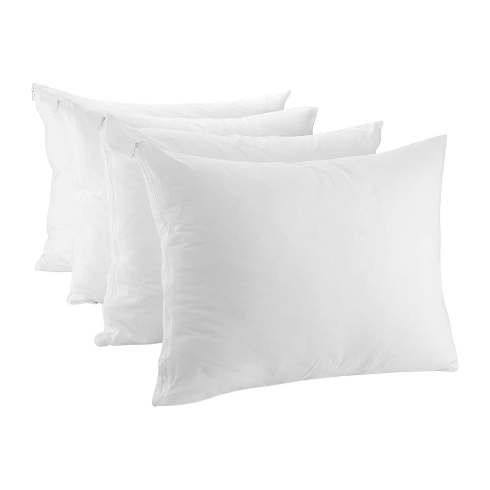 Craft Native Pack of 4 Zippered Pillow Protectors 100% Cotton