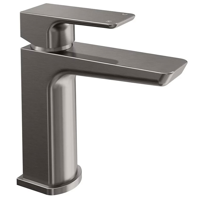 ENKI Mykonos Gunmetal Grey Contemporary Bathroom Solid Brass Swivel Lever Handle Hot &amp; Cold Easy Install Single Basin Mixer Tap
