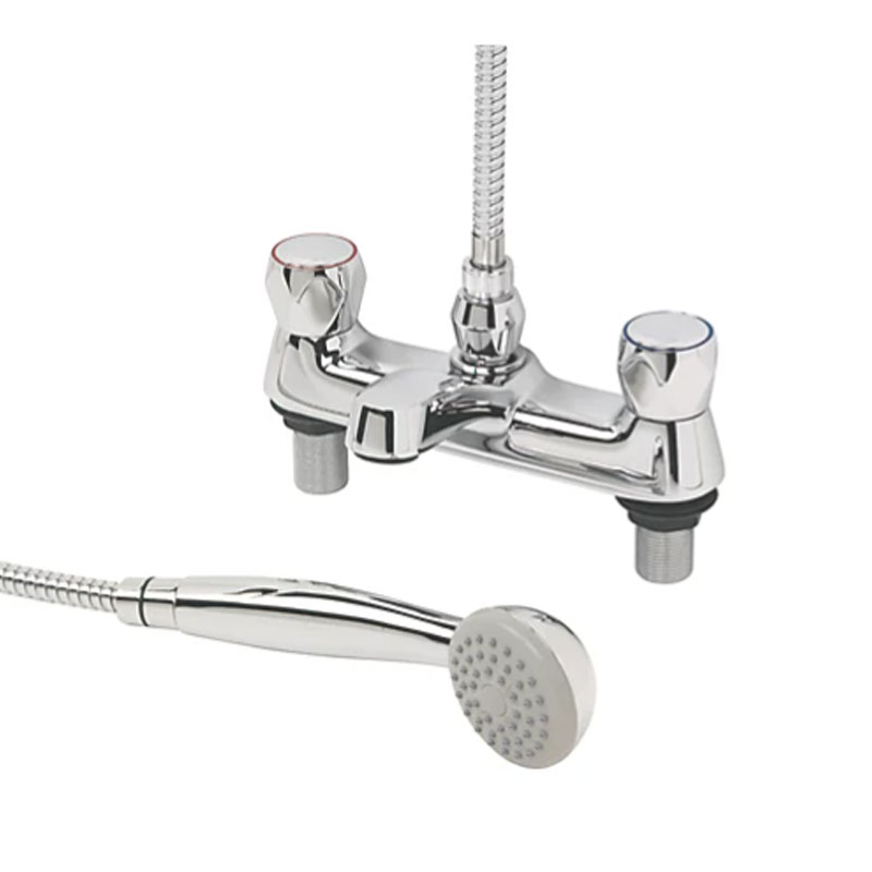 Swirl Contract Chrome 88mm Deck Mounted Dual Control Manual Shower Mixer Tap