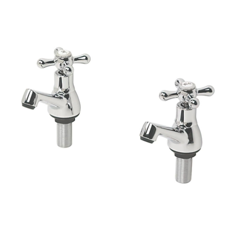Swirl Traditional Chrome 82mm Cloakroom Cross Head 2 Tap Holes Basin Pillar Tap