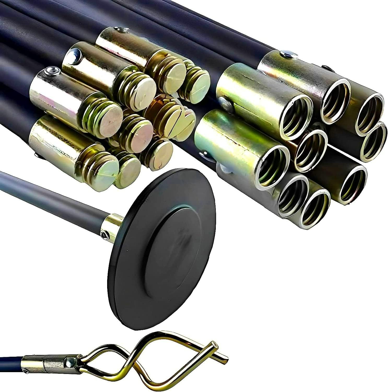 Unibos | Universal Drain Rod Set | Professional Drain Unblocker | Brass Rod Connectors | Polypropylene Rod | Drain Unblocker Tool | Drain Auger, Plunger &amp; Worm Screw | 12pcs