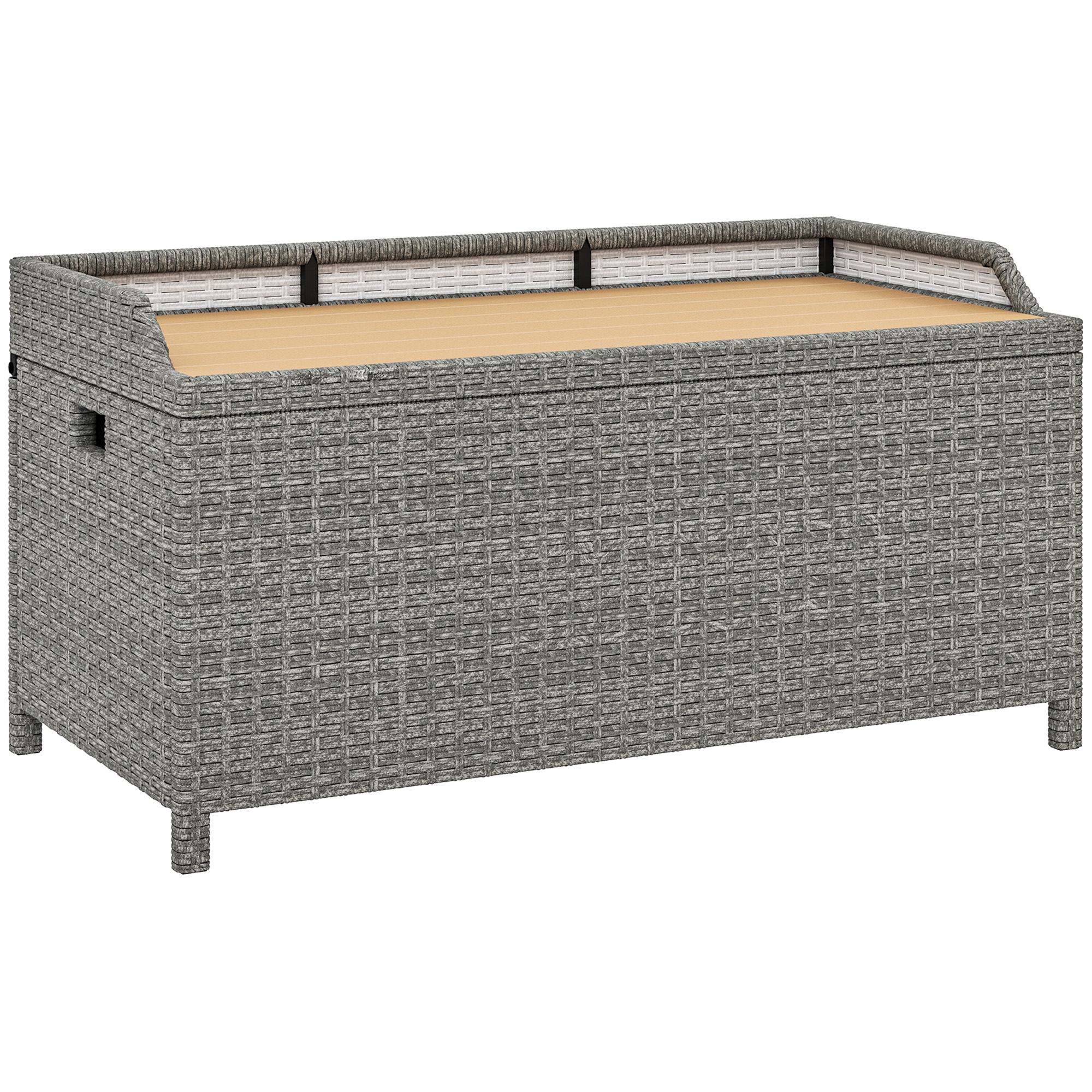 Outsunny 130 L Rattan Garden Storage Box, With Seat - Grey