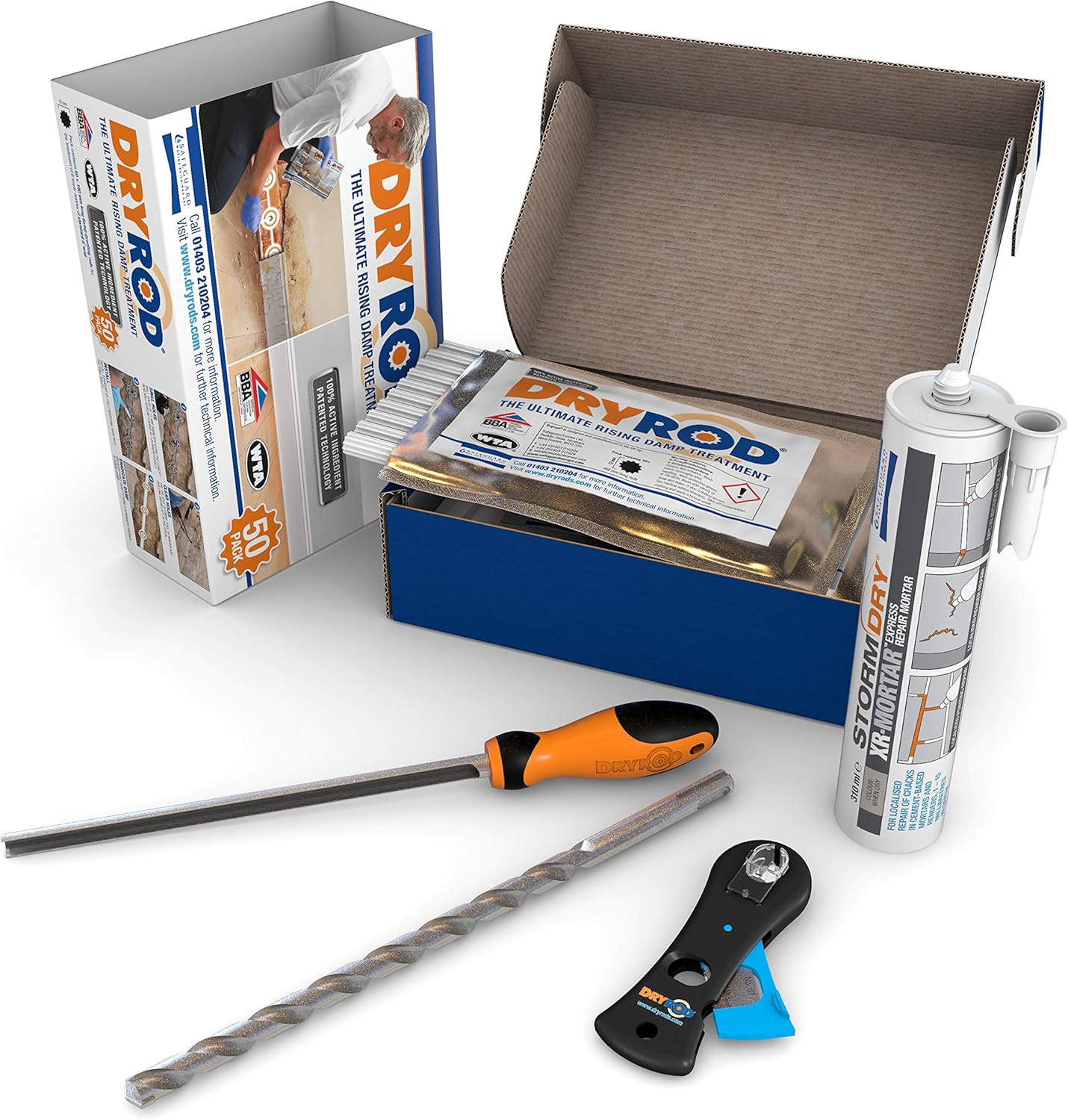 Dryrod Damp Proofing Rods Dpc Kit: Treats 6 Linear Metres (9" Wall) - Bba Approved Rising Damp Treatment