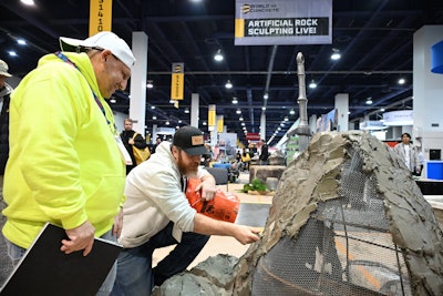 Artificial rock sculpting LIVE, from World of Concrete 2025