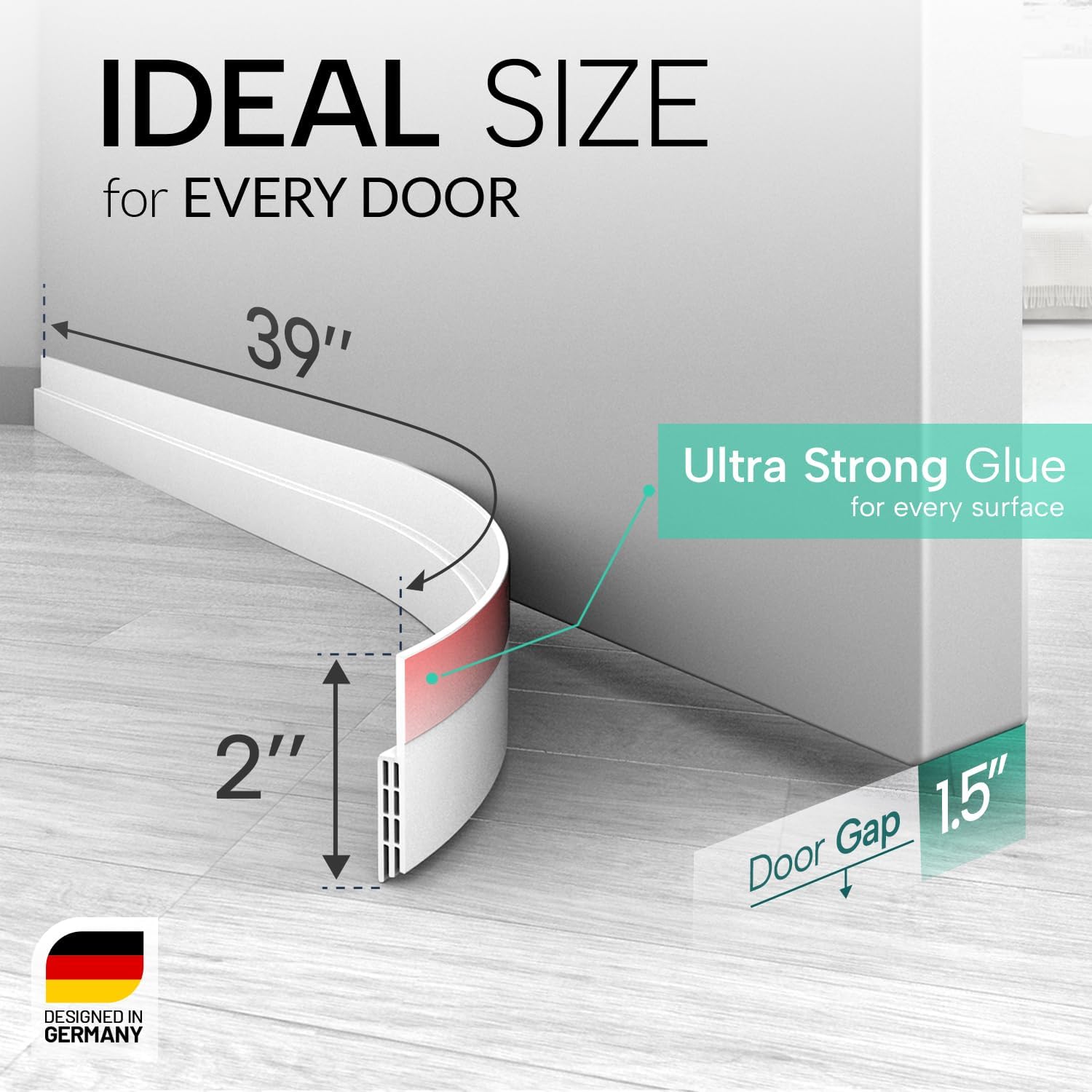 Vellure&reg; Premium Door Draft Excluder Strip - Door Seal for Energy Saving - Quick and Easy Installation - Draught Excluder for Bottom of Door - Ideal for Keeping Out Cold