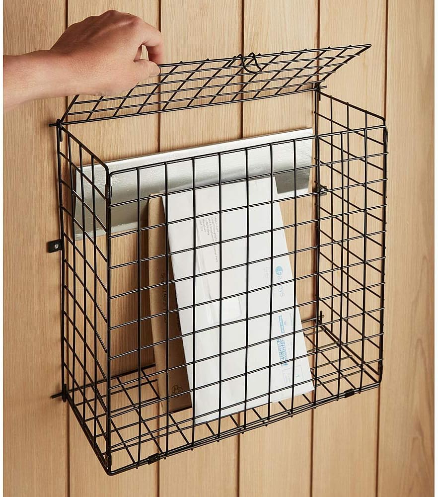Unibos Letter Catcher With Fixings Large Letterbox Letterbox Metal Cage Door Post Mail Catcher Basket Easy Instlation Wall-Mounted Post Letter Box Door Guard Basket