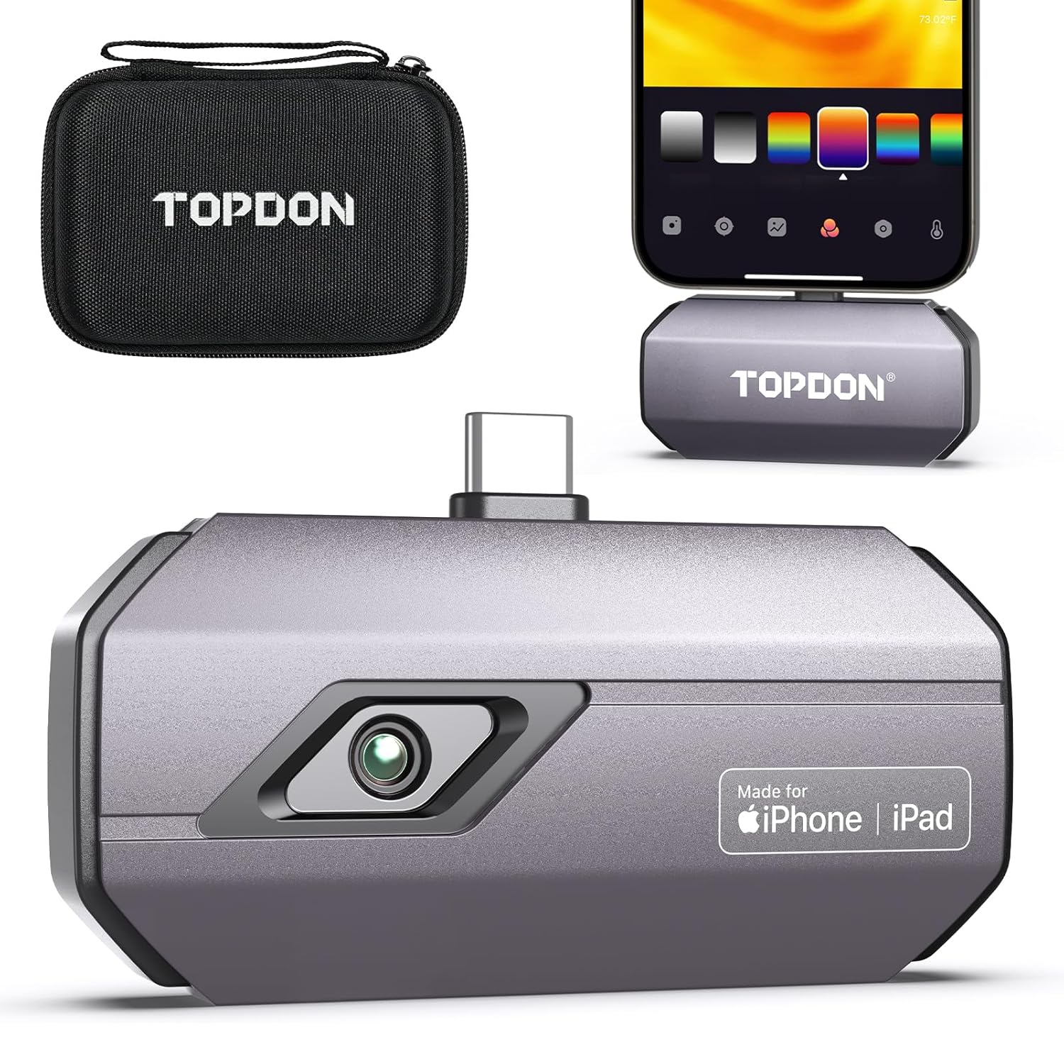 Topdon Thermal Camera Tc002c for Ios 15/16 With Type-C Port, 512x384 Tisr Resolution, -20-550℃, 25hz, Video Recording, Infrared Test Report for Electric, House Maintenance, Pest Lnspection