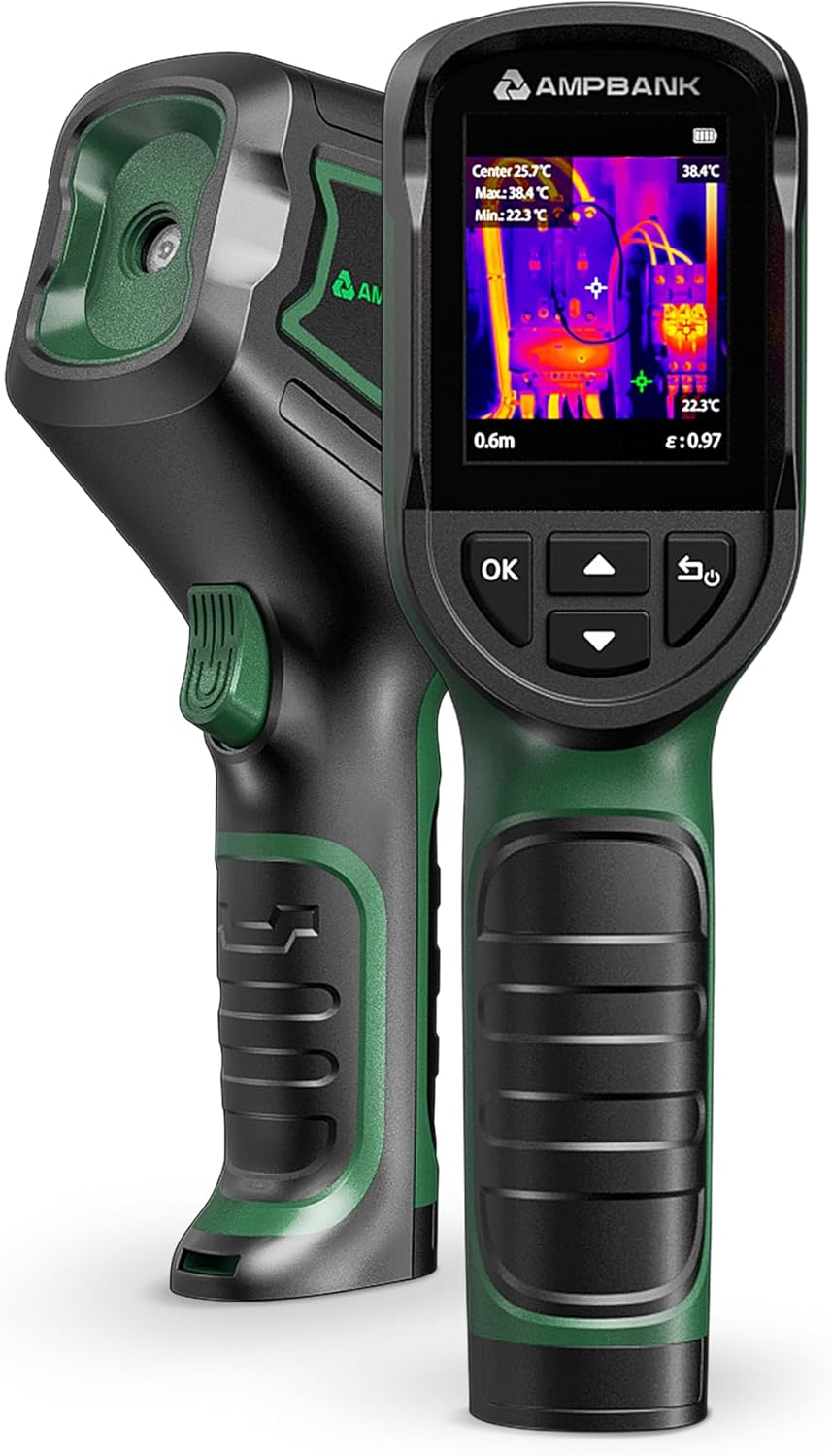 Thermal Camera Ampbank H128, 24h Battery Life, 240x240 Tisr Resolution, -20&deg;c to 450&deg;c, 25hz, Handheld Thermal Imaging Camera for Leak Inspection, Hvac Inspection, Home Maintenance