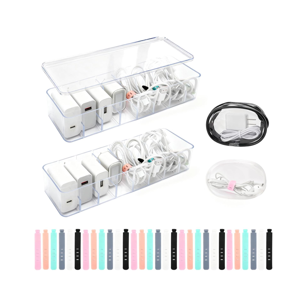 MOAMUN 2PCS Cable Storage Box