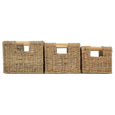 set of three wicker baskets