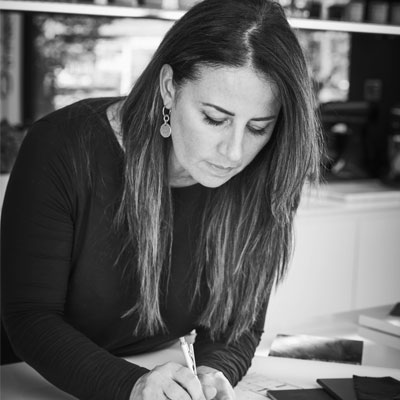 black and white picture of kitchen designer Natalie Fry