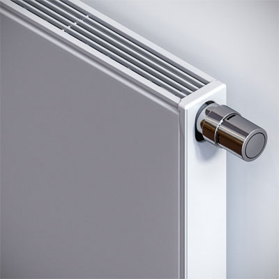 white flat panel bathroom radiator